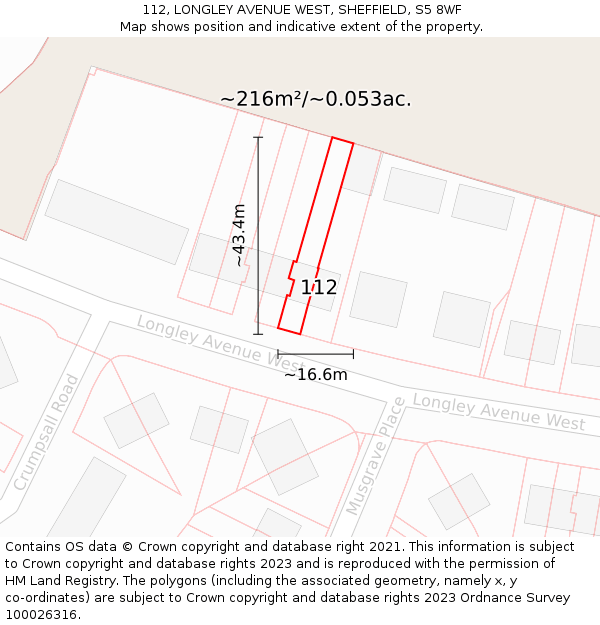 112, LONGLEY AVENUE WEST, SHEFFIELD, S5 8WF: Plot and title map