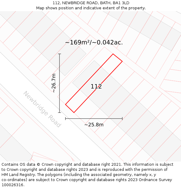 112, NEWBRIDGE ROAD, BATH, BA1 3LD: Plot and title map