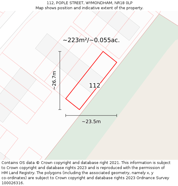 112, POPLE STREET, WYMONDHAM, NR18 0LP: Plot and title map