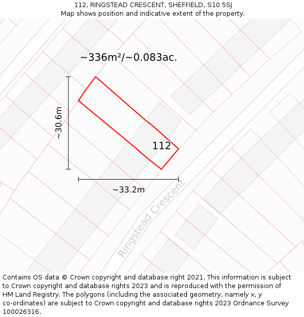 112, RINGSTEAD CRESCENT, SHEFFIELD, S10 5SJ: Plot and title map