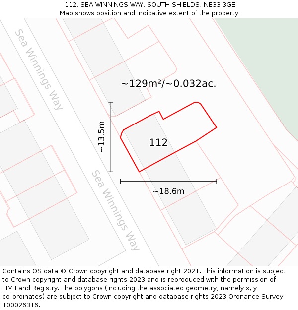 112, SEA WINNINGS WAY, SOUTH SHIELDS, NE33 3GE: Plot and title map