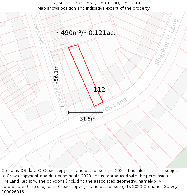 112, SHEPHERDS LANE, DARTFORD, DA1 2NN: Plot and title map