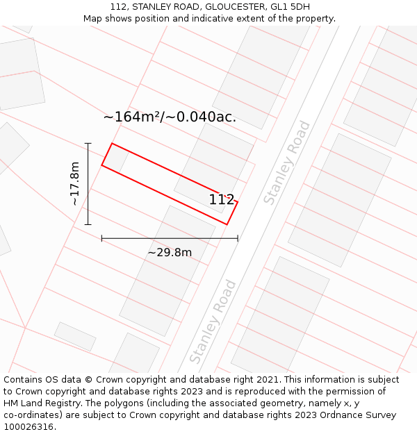 112, STANLEY ROAD, GLOUCESTER, GL1 5DH: Plot and title map