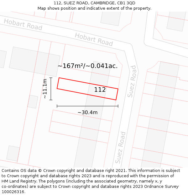 112, SUEZ ROAD, CAMBRIDGE, CB1 3QD: Plot and title map