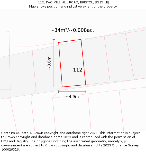 112, TWO MILE HILL ROAD, BRISTOL, BS15 1BJ: Plot and title map