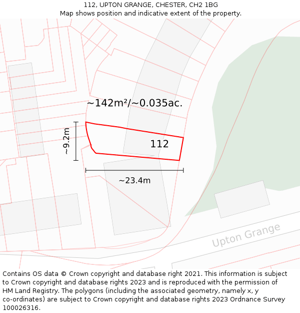 112, UPTON GRANGE, CHESTER, CH2 1BG: Plot and title map