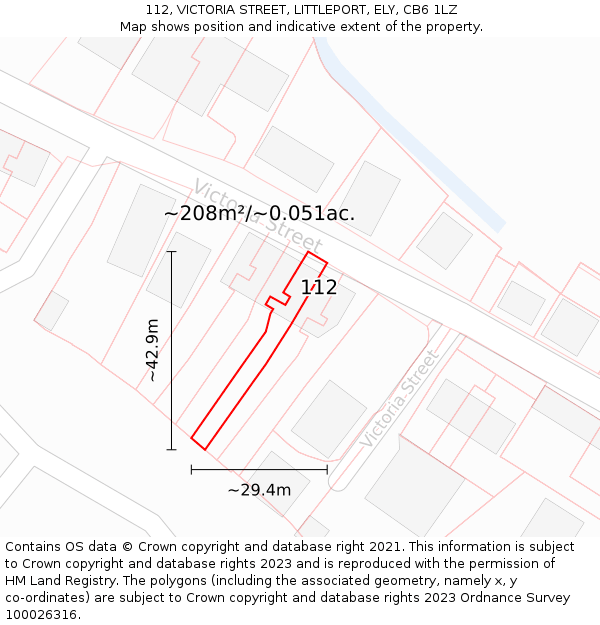 112, VICTORIA STREET, LITTLEPORT, ELY, CB6 1LZ: Plot and title map
