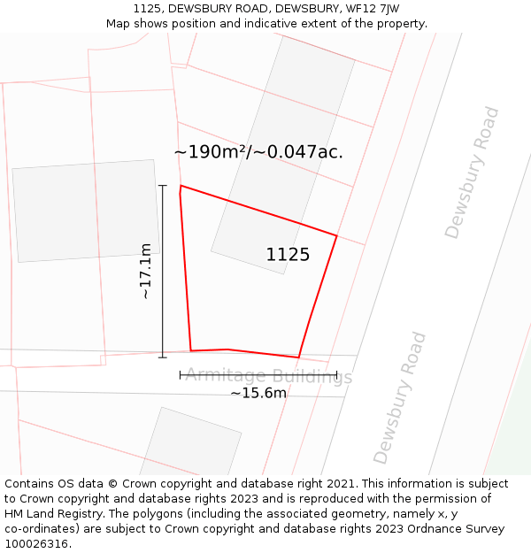 1125, DEWSBURY ROAD, DEWSBURY, WF12 7JW: Plot and title map