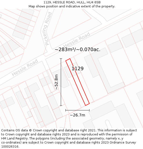 1129, HESSLE ROAD, HULL, HU4 6SB: Plot and title map