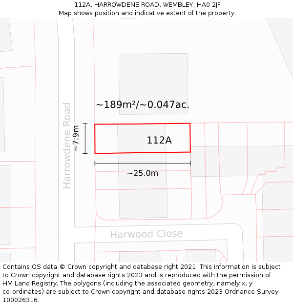112A, HARROWDENE ROAD, WEMBLEY, HA0 2JF: Plot and title map