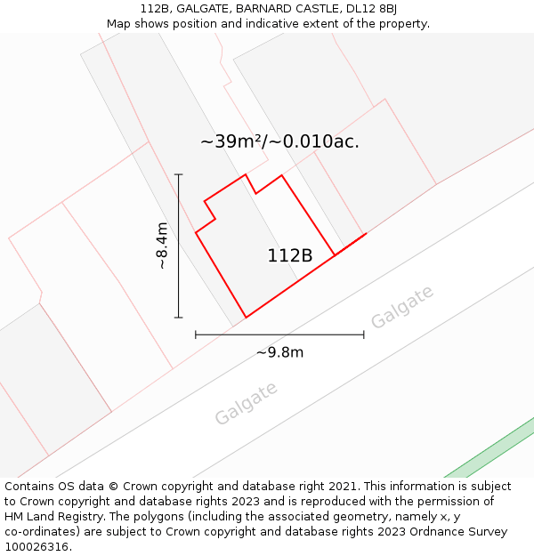 112B, GALGATE, BARNARD CASTLE, DL12 8BJ: Plot and title map