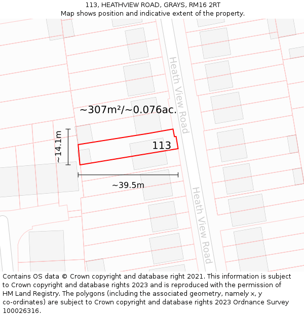 113, HEATHVIEW ROAD, GRAYS, RM16 2RT: Plot and title map