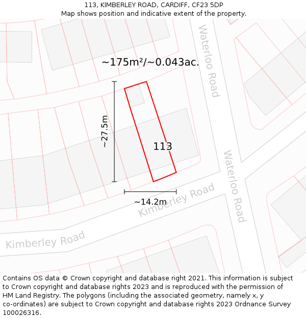 113, KIMBERLEY ROAD, CARDIFF, CF23 5DP: Plot and title map