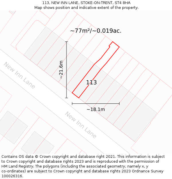 113, NEW INN LANE, STOKE-ON-TRENT, ST4 8HA: Plot and title map