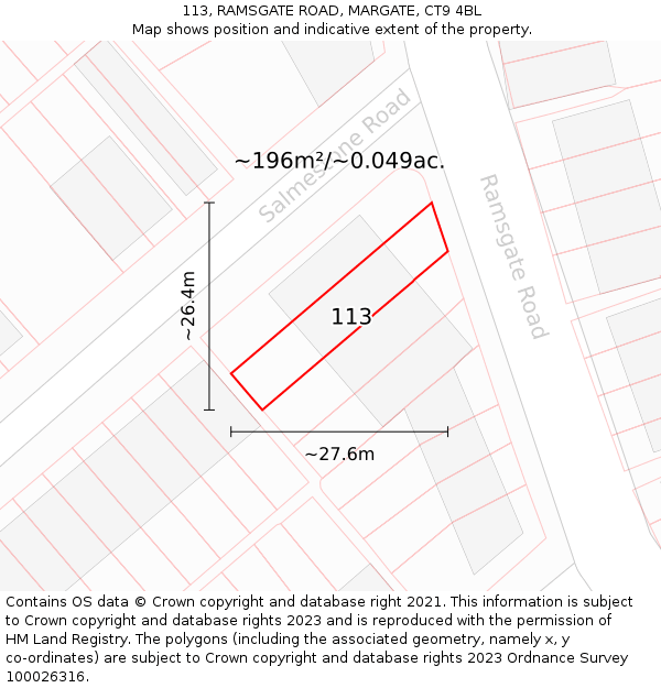 113, RAMSGATE ROAD, MARGATE, CT9 4BL: Plot and title map