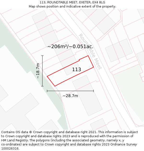 113, ROUNDTABLE MEET, EXETER, EX4 8LG: Plot and title map