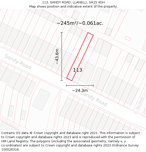 113, SANDY ROAD, LLANELLI, SA15 4DH: Plot and title map