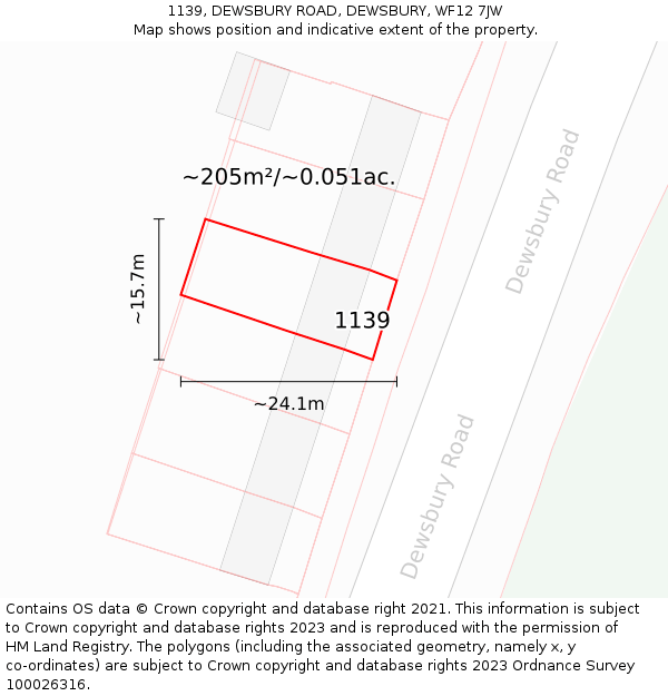 1139, DEWSBURY ROAD, DEWSBURY, WF12 7JW: Plot and title map