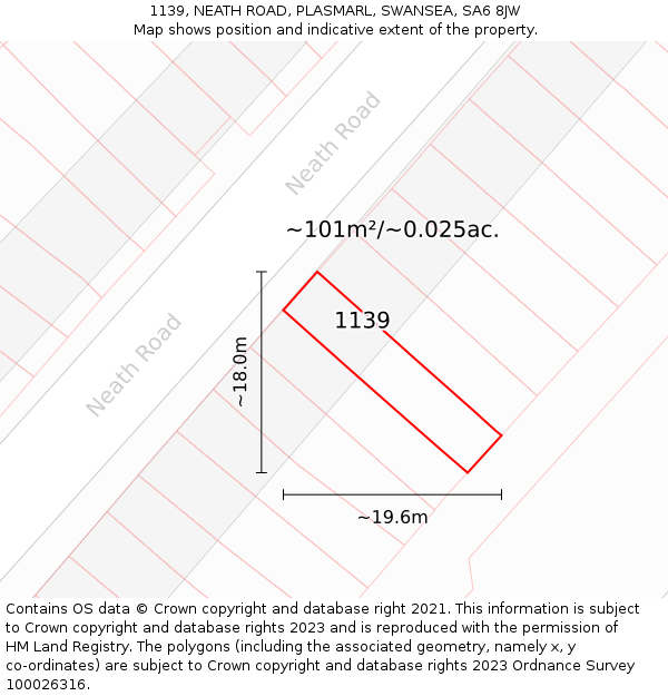 1139, NEATH ROAD, PLASMARL, SWANSEA, SA6 8JW: Plot and title map