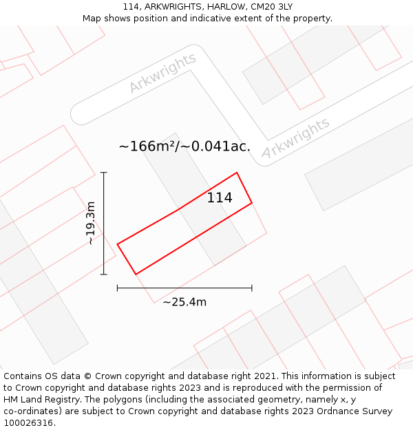 114, ARKWRIGHTS, HARLOW, CM20 3LY: Plot and title map