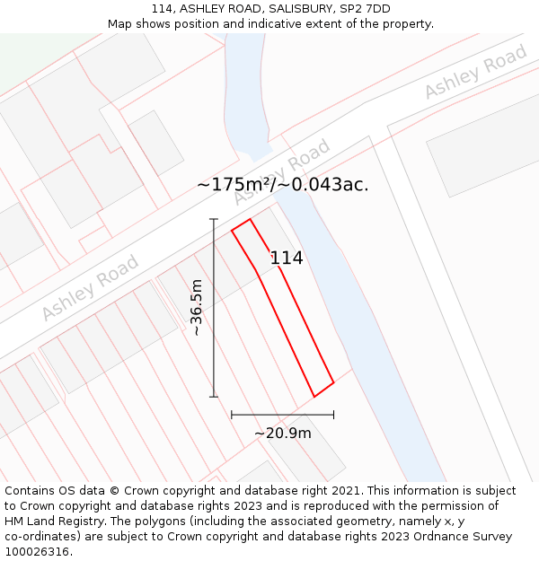 114, ASHLEY ROAD, SALISBURY, SP2 7DD: Plot and title map