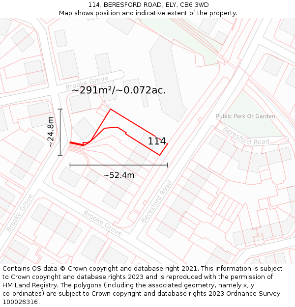 114, BERESFORD ROAD, ELY, CB6 3WD: Plot and title map