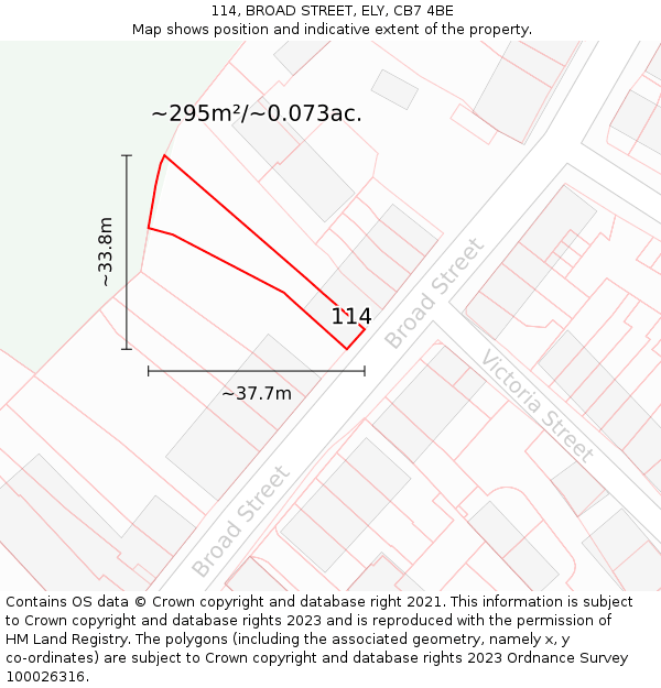114, BROAD STREET, ELY, CB7 4BE: Plot and title map