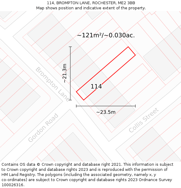 114, BROMPTON LANE, ROCHESTER, ME2 3BB: Plot and title map