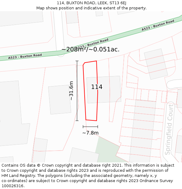 114, BUXTON ROAD, LEEK, ST13 6EJ: Plot and title map