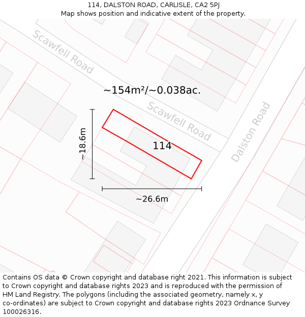 114, DALSTON ROAD, CARLISLE, CA2 5PJ: Plot and title map