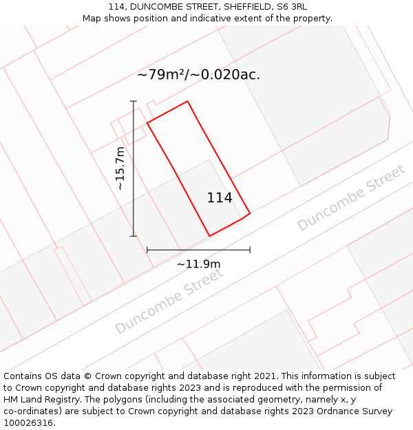 114, DUNCOMBE STREET, SHEFFIELD, S6 3RL: Plot and title map
