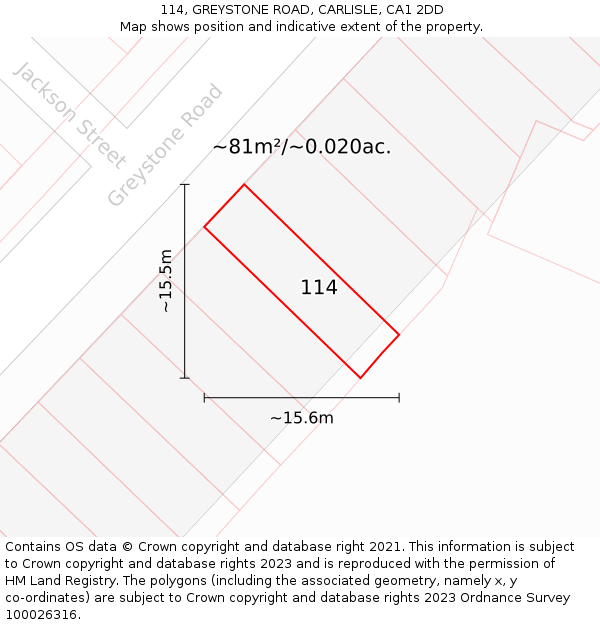 114, GREYSTONE ROAD, CARLISLE, CA1 2DD: Plot and title map