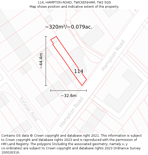 114, HAMPTON ROAD, TWICKENHAM, TW2 5QS: Plot and title map
