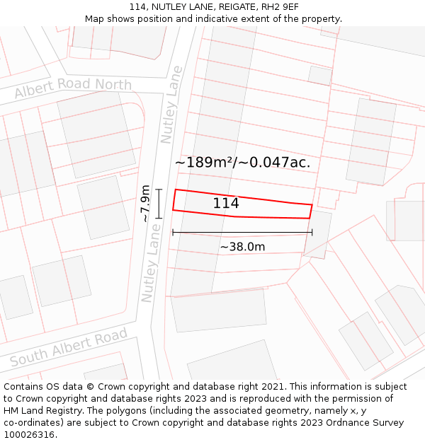 114, NUTLEY LANE, REIGATE, RH2 9EF: Plot and title map