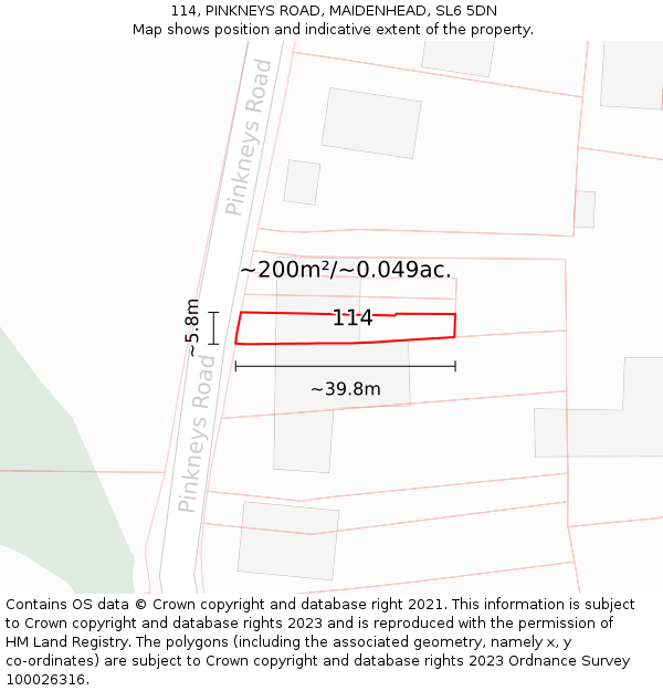 114, PINKNEYS ROAD, MAIDENHEAD, SL6 5DN: Plot and title map