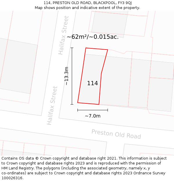 114, PRESTON OLD ROAD, BLACKPOOL, FY3 9QJ: Plot and title map