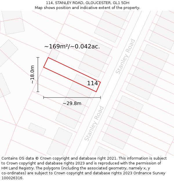 114, STANLEY ROAD, GLOUCESTER, GL1 5DH: Plot and title map