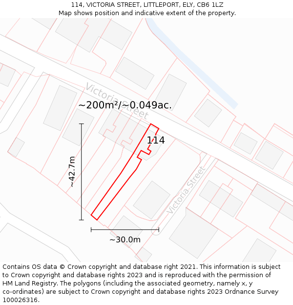 114, VICTORIA STREET, LITTLEPORT, ELY, CB6 1LZ: Plot and title map