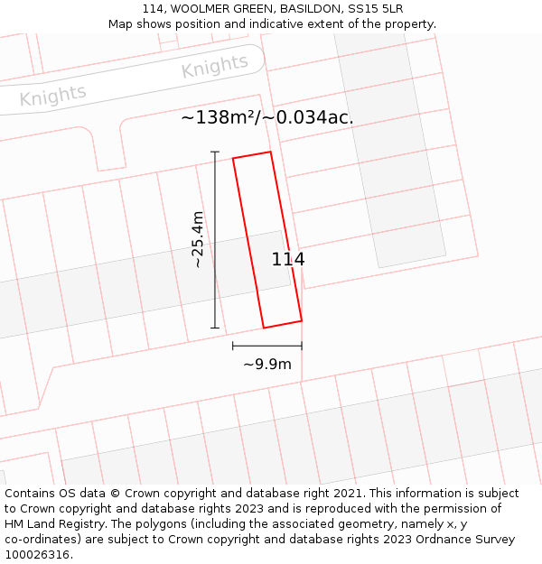 114, WOOLMER GREEN, BASILDON, SS15 5LR: Plot and title map