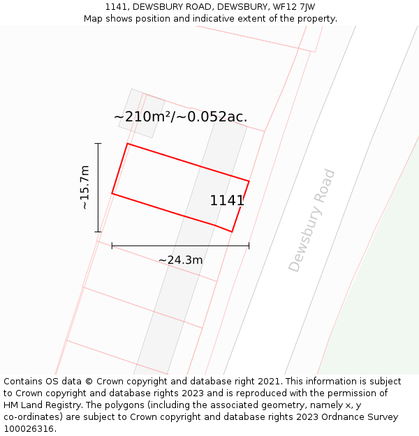 1141, DEWSBURY ROAD, DEWSBURY, WF12 7JW: Plot and title map