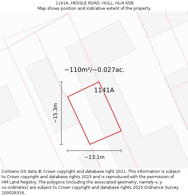 1141A, HESSLE ROAD, HULL, HU4 6SB: Plot and title map