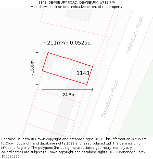 1143, DEWSBURY ROAD, DEWSBURY, WF12 7JW: Plot and title map