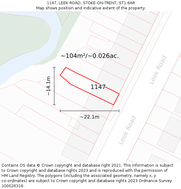 1147, LEEK ROAD, STOKE-ON-TRENT, ST1 6AR: Plot and title map