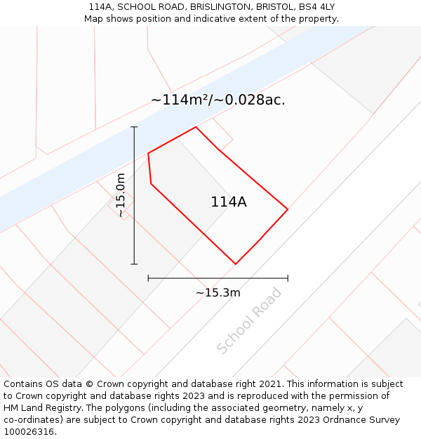 114A, SCHOOL ROAD, BRISLINGTON, BRISTOL, BS4 4LY: Plot and title map