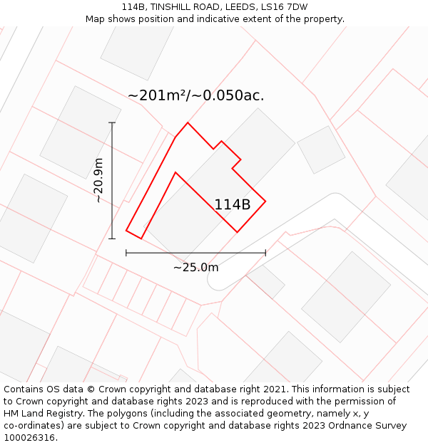 114B, TINSHILL ROAD, LEEDS, LS16 7DW: Plot and title map
