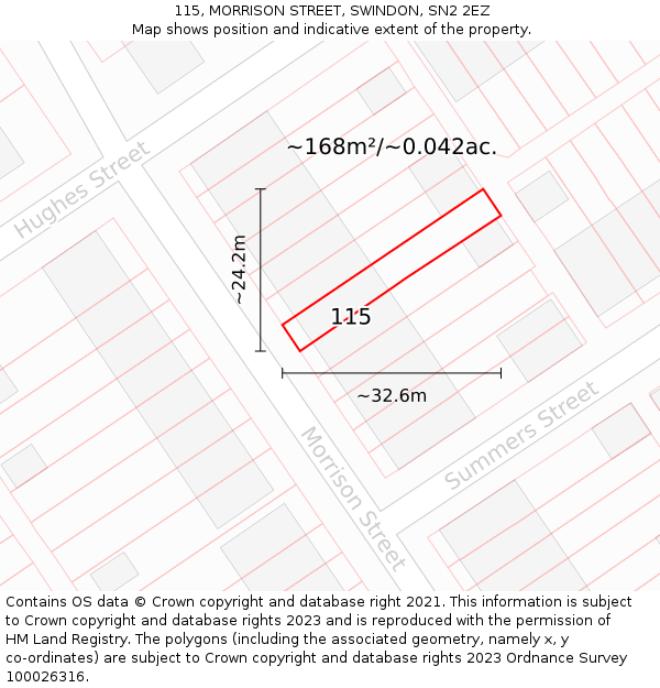 115, MORRISON STREET, SWINDON, SN2 2EZ: Plot and title map