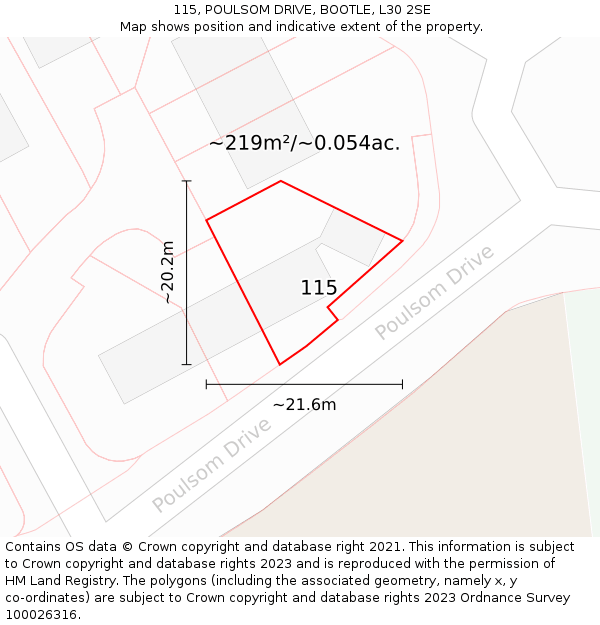 115, POULSOM DRIVE, BOOTLE, L30 2SE: Plot and title map