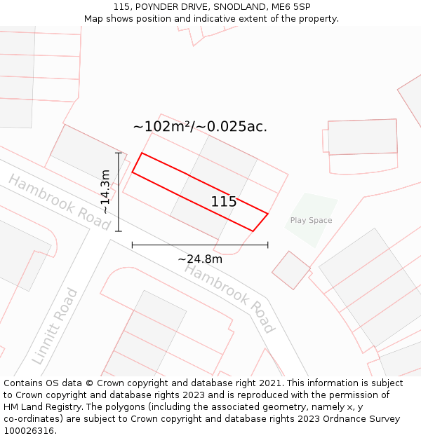 115, POYNDER DRIVE, SNODLAND, ME6 5SP: Plot and title map