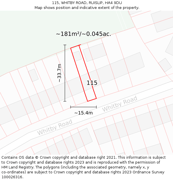 115, WHITBY ROAD, RUISLIP, HA4 9DU: Plot and title map