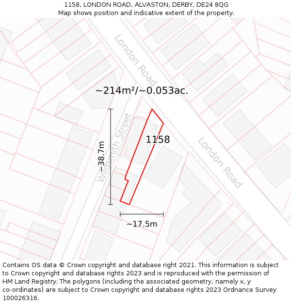 1158, LONDON ROAD, ALVASTON, DERBY, DE24 8QG: Plot and title map